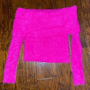 OFF THE SHOULDER PINK SWEATER